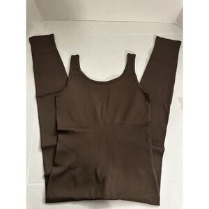 OQQ Women's‎ L Yoga Ribbed 1 Pc Tank Top Sleeveless Exercise JumpSuit TeaLeaf